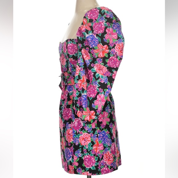 ZARA Floral Print Sweetheart Neckline Puff Sleeve Mini Dress – Size Small - Picture 4 of 6
